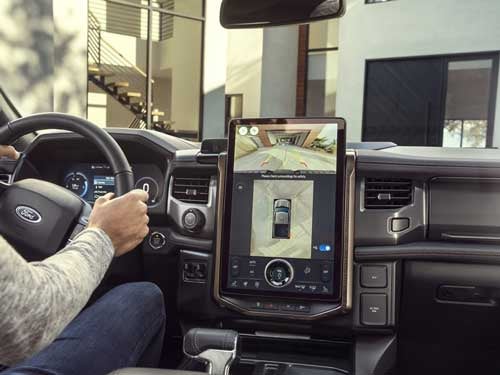 2023 Ford F-150 Lightning view of touchscreen display showing 360 camera