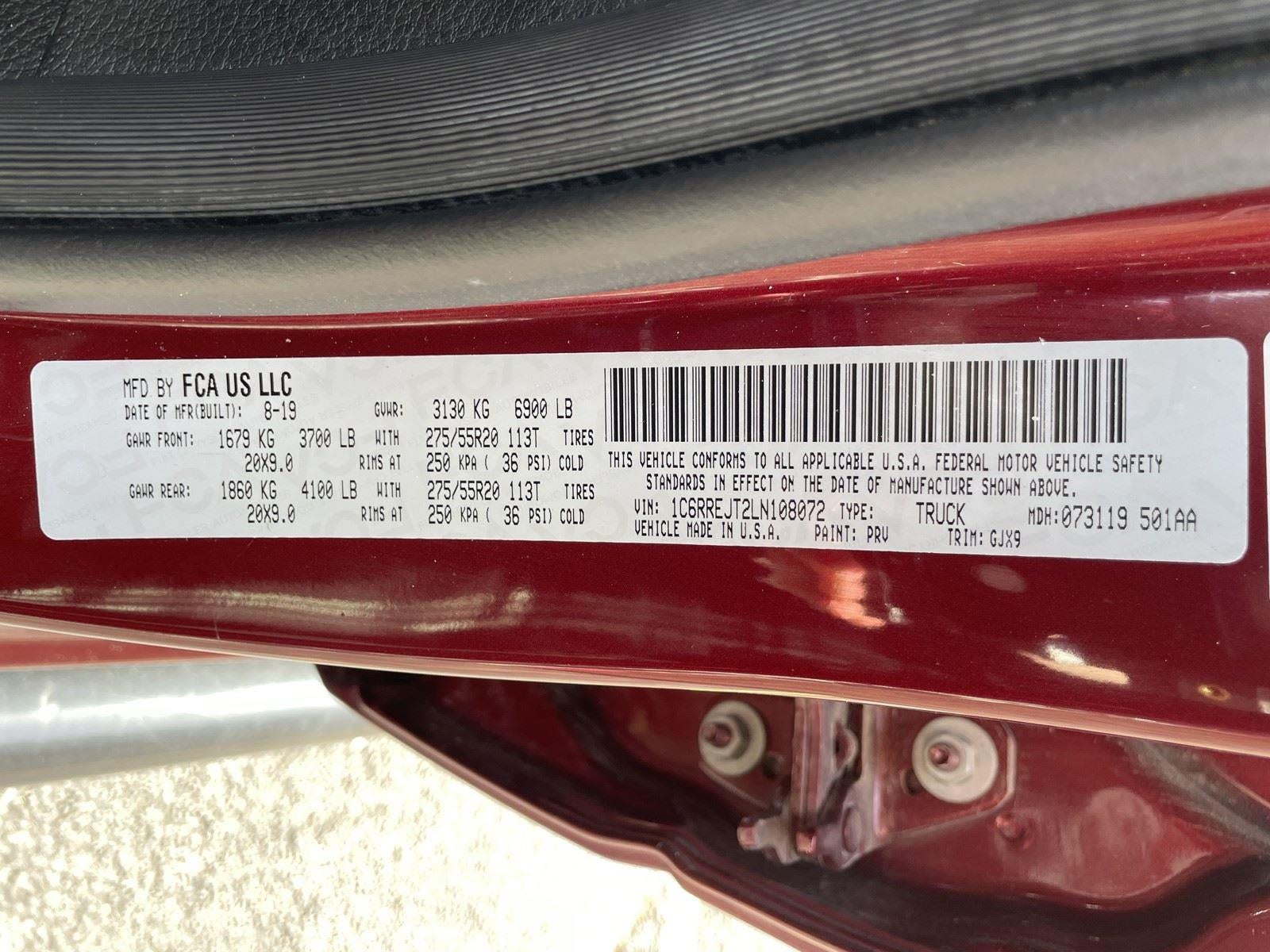 2020 RAM 1500 LARAMIE 4X2 CREW CAB 5'7