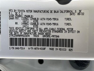 2022 Toyota Tacoma SR