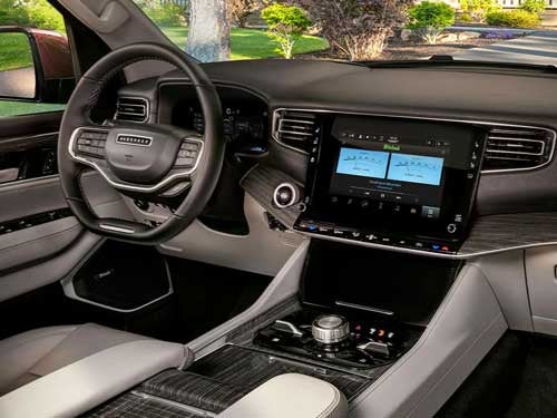 2023 Wagoneer view of dash area and touchscreen display