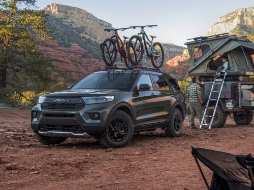 2024 Ford Explorer Timberline parked at a camp site in the mountains