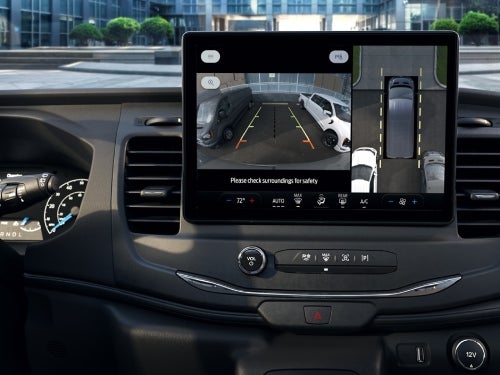 2024 Ford Transit close up of touchscreen showing rear camera view