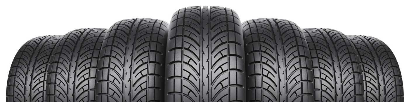 close up view of tires lined up