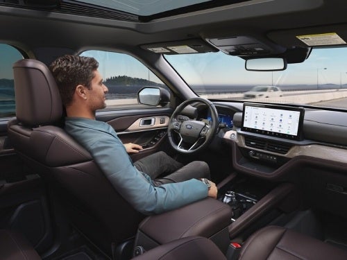 2025 Ford Explorer view of man in driver seat while vehicle is in BlueCruise mode